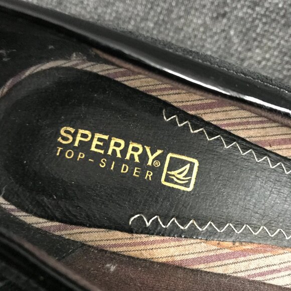 Sperry Top-Sider Wedge Cupsole Penny Loafer Heels Womens 8.5M Black Suede Shoes - Picture 8 of 8